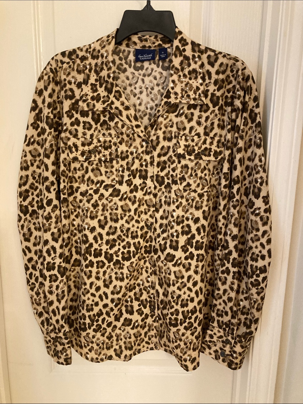 Leopard Print Shirt Blouse - Tan and Brown